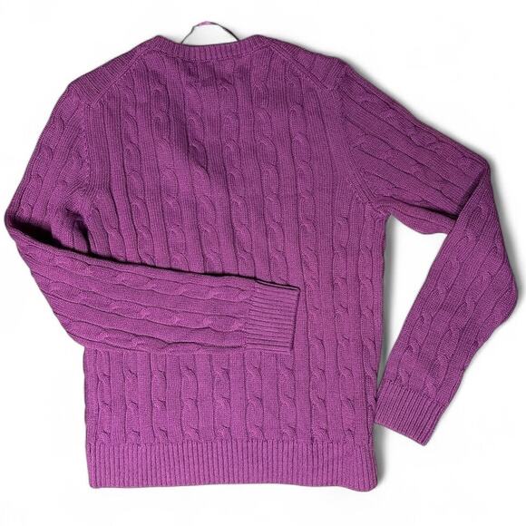 Piombo Purple Cable Knit V-Neck Pullover Sweater size Large - Picture 5 of 7